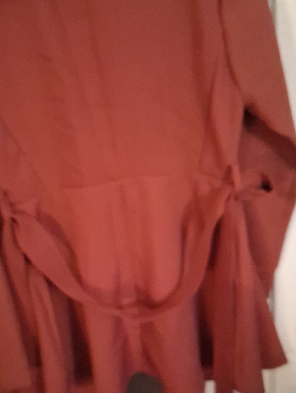 FAVLUX Rust-Red Ruffle Front Women's Blazer - Picture 3 of 4